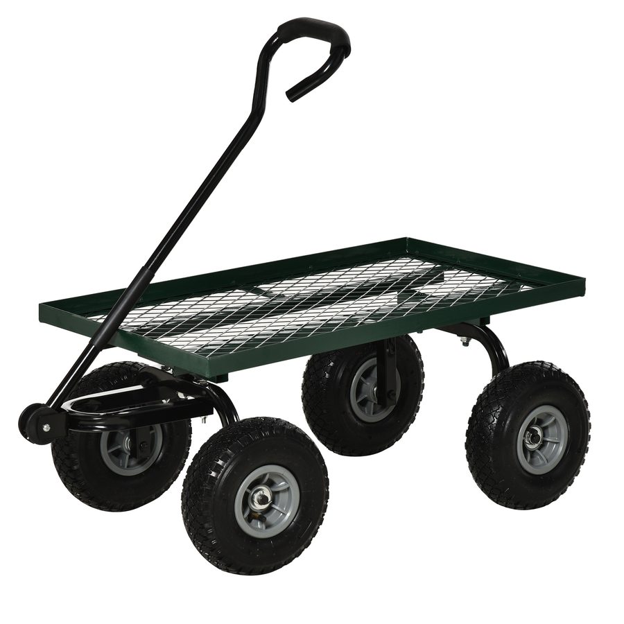Outsunny Gartenkarren Transportkarre Handkarre 4-Rad 94L x 48,5B x 100H cm max. 150 kg Metall Grün   Aosom von Outsunny