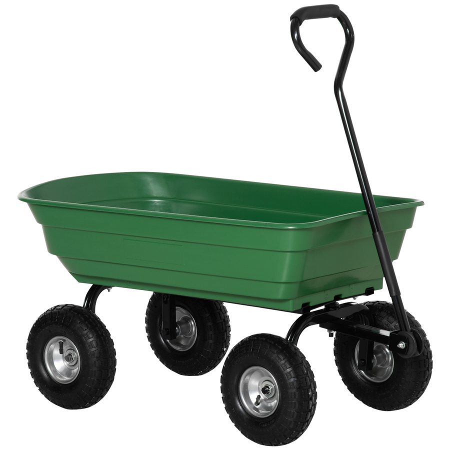 Outsunny Gartenkarren mit Stahlrahmen und Luftreifen, weicher Griff, Tragkraft 250 kg, 108x52x100 cm, Grün   Aosom von Outsunny