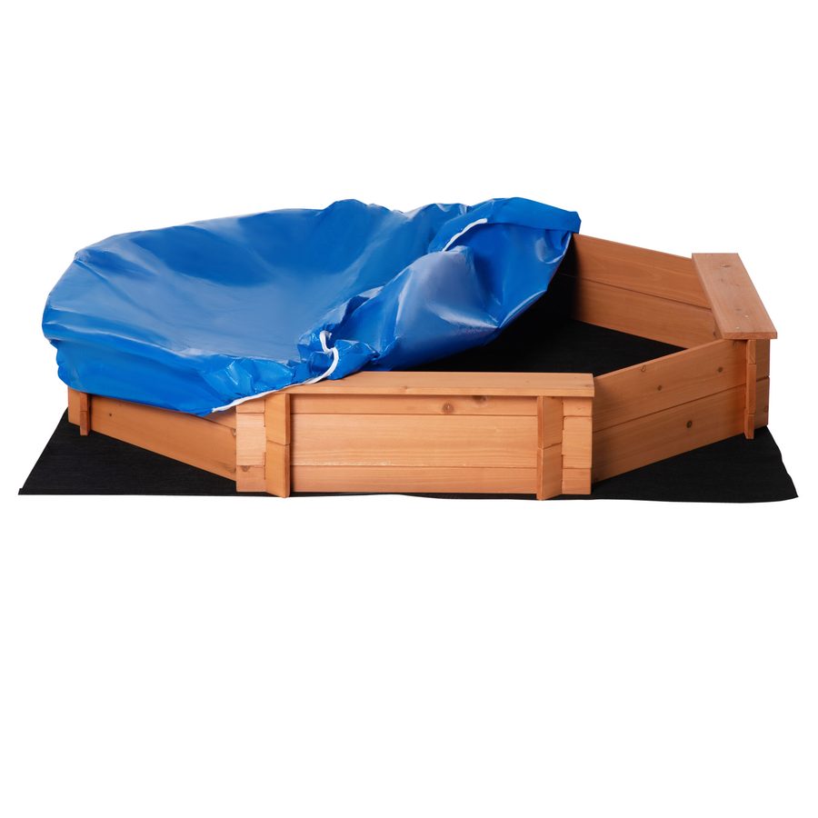 Outsunny Sandkasten 8-eckig mit Abdeckung aus Massivholz, bodenloses Design für Kinder 3-8 Jahre, 139,5 x 139,5 x 21,5 cm   Aosom.de von Outsunny