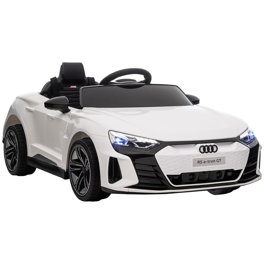 HOMCOM Kinder Elektroauto AUDI RS e-tron GT mit Fernbedienung, Sicherheitsgurt, Hupe, Musik & Scheinwerfer, bis 5 km/h, für Kinder 3-5 Jahre, Weiß   Aosom.de von HOMCOM