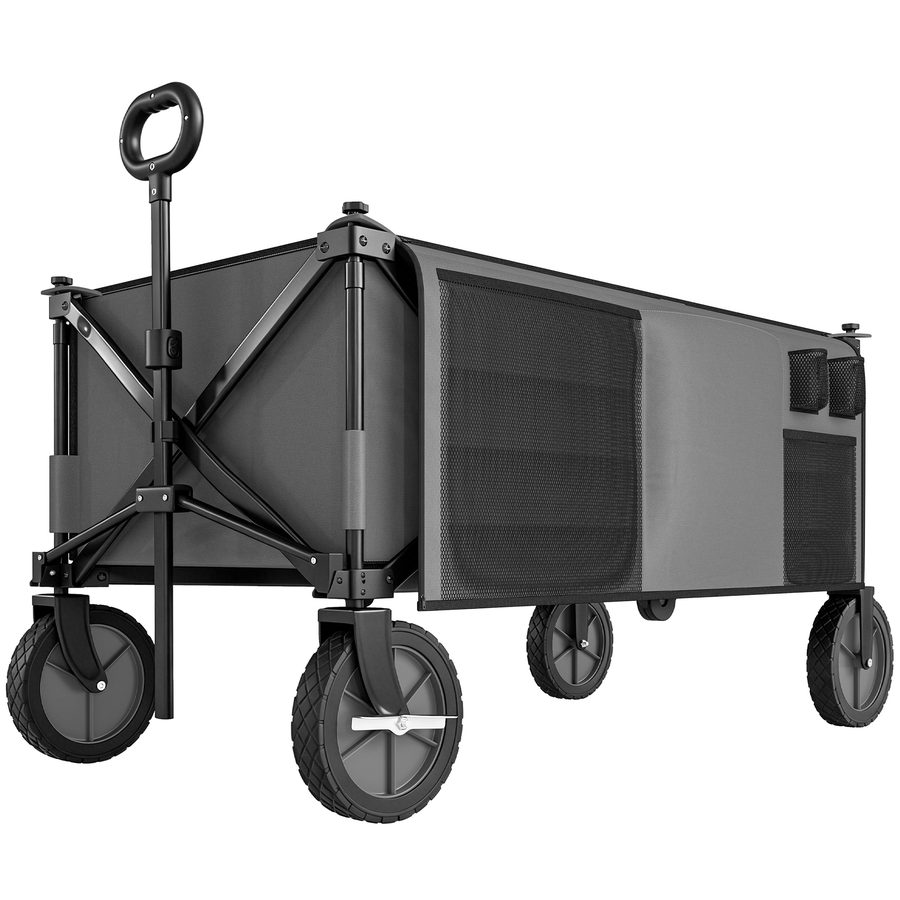 Outsunny Bollerwagen faltbar bis 120 kg belastbar, Transportwagen mit verstellbarem Griff, Seitentaschen & Klapptafel, Gartenwagen dunkelgrau   Aosom.de von Outsunny