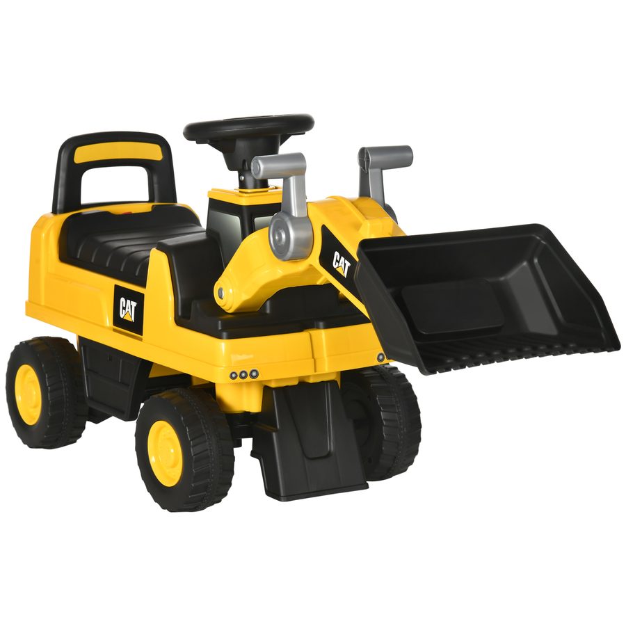 HOMCOM Rutschauto Sitzbagger mit Schaufel & Hupe, Stauraum für Kinder ab 12 Monaten, Gelb Schwarz 85x27,5x47,5cm   Aosom.de von HOMCOM