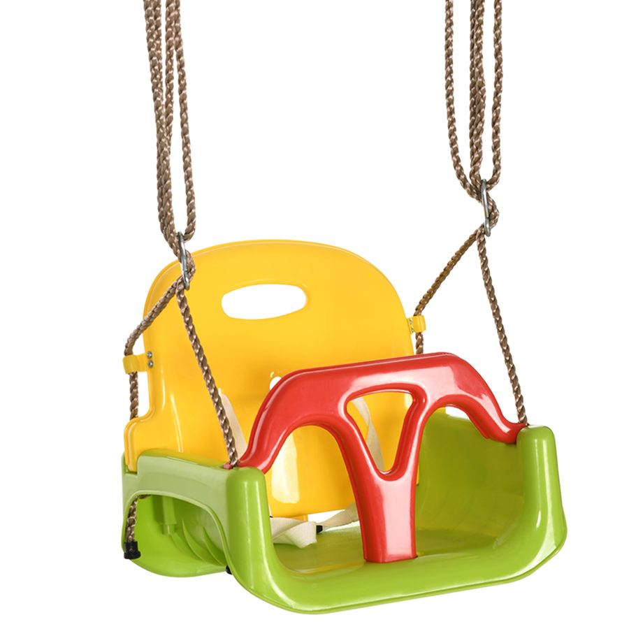 Outsunny Babyschaukel 3 in 1 Kinderschaukel Babysitz verstellbar Mitwachsend Schaukelsitz mit Rückenlehne, Anschnallgurt, für Kinder von 9-36 Monaten, für Outdoor & Indoor, Grün   Aosom von Outsunny
