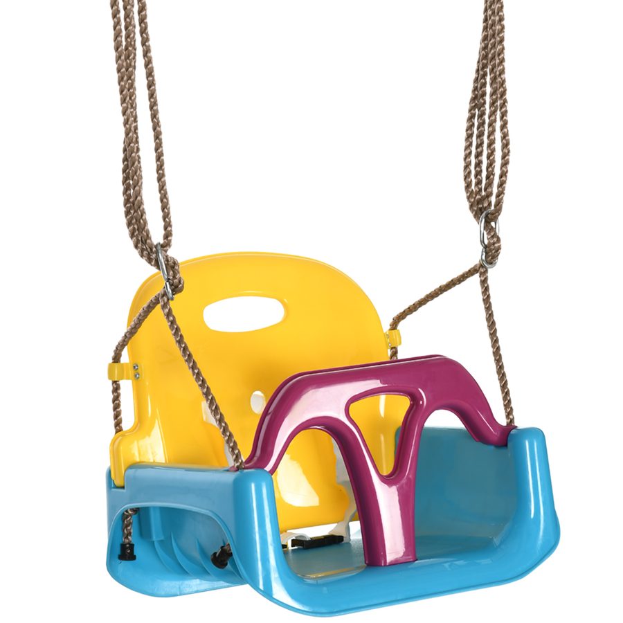 Outsunny 3 in 1 Babyschaukel Indoor, Kinderschaukel mit verstellbarem Seil 120-180 cm höhenverstellbar, Blau   Aosom.de von Outsunny