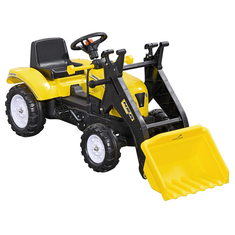 HOMCOM Aufsitz Bagger für Kinder mit Schaufel & Ablagefach, Sandkasten Bagger Rutschauto, Spielbagger für Sandkasten ab 3 Jahren, Gelb Schwarz   Aosom von HOMCOM