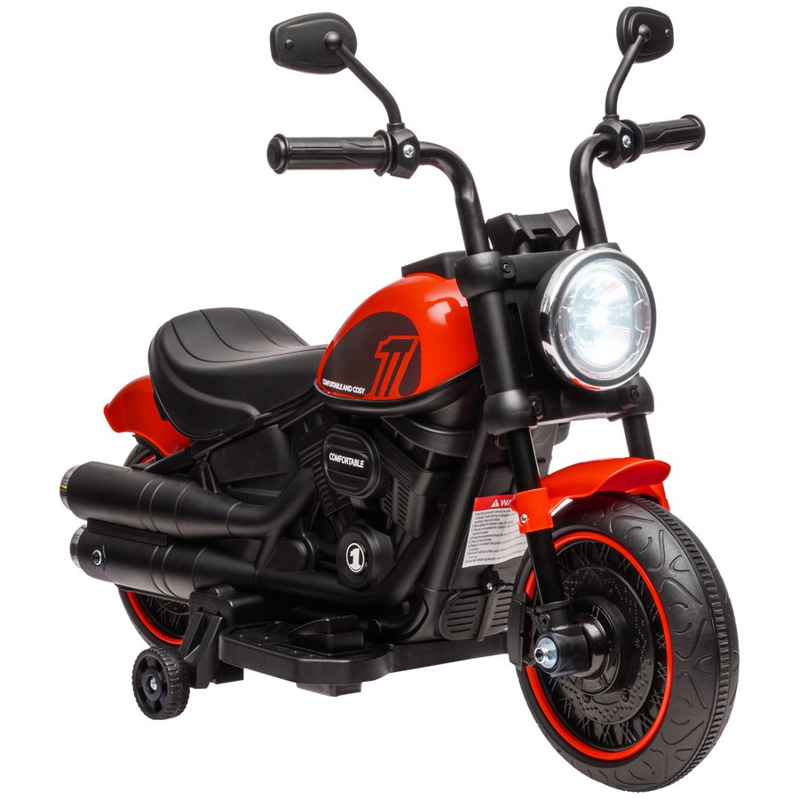 HOMCOM Elektro-Motorrad für Kinder, 3 km/h, mit 2 abnehmbaren Stützrädern, für 1,5-3 Jahre, Rot, sicheres Elektrofahrzeug   Aosom.de von HOMCOM