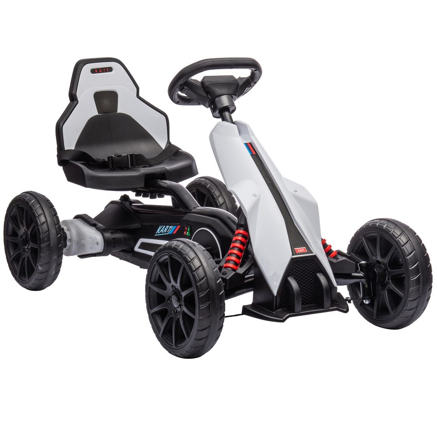 HOMCOM Kinder Elektro Gokart 12 V 3-5km/h Drift Kart mit 2-Fach verstellbarem Modus, Sicherheitsgurt, Lenkrad, Go Kart Kinderfahrzeug für 3-8 Jahre Kinder, Weiß   Aosom von HOMCOM