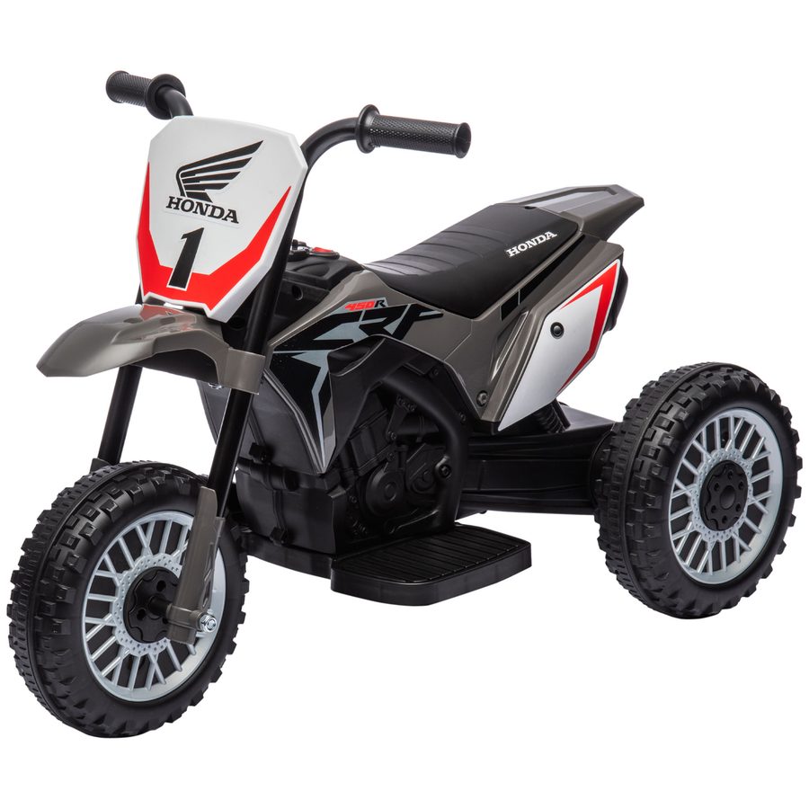 HOMCOM Elektro-Kinder-Crossbike, Honda CRF450RL Lizenz, Soundeffekte, 3 Räder, 3 km/h, 6V Batterie, Kinder 18-36 Monate, Grau   Aosom von HOMCOM
