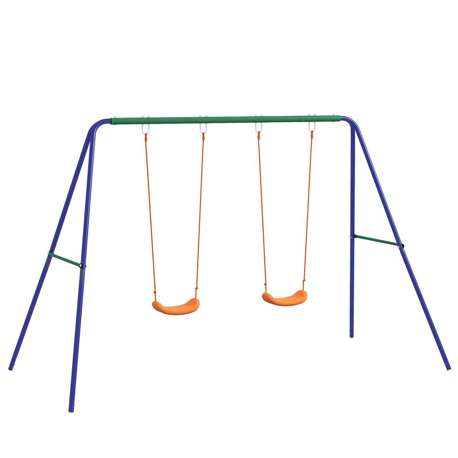 Outsunny Kinderschaukel mit Gestell, 2er Schaukel, Schaukelgestell, Gartenschaukel aus Stahl, sicher, stabil   Aosom.de von Outsunny