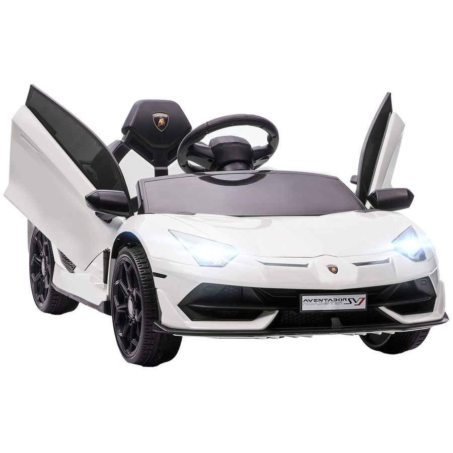 HOMCOM Kinder Elektroauto 12V mit 2,4G Fernbedienung, MP3-Player, Hupe & Licht für 3-5 Jahre, weißes elektrisches Fahrzeug   Aosom.de von HOMCOM