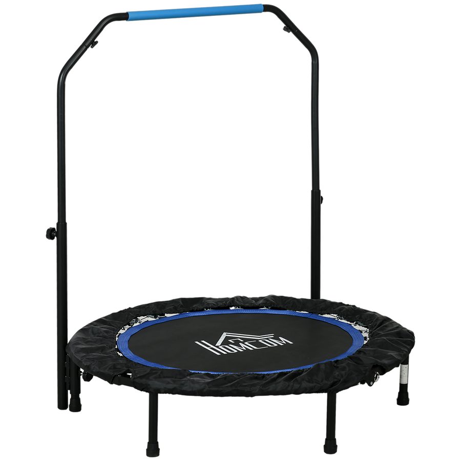 SPORTNOW Fitnesstrampolin 102 cm mit höhenverstellbarem Haltegriff und LCD-Monitor, belastbar bis 100 kg, faltbar, robuster Stahlrahmen, Blau   Aosom.de von HOMCOM