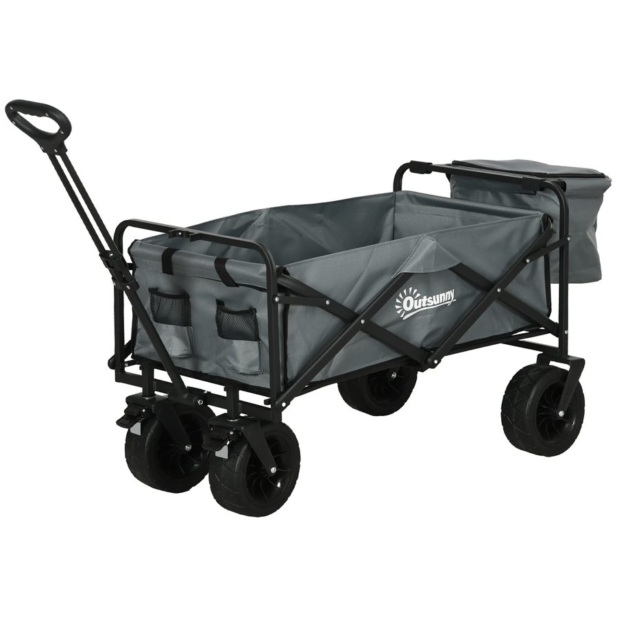 Outsunny Bollerwagen Faltbarer Transportwagen mit Kühltasche, Strandwagen bis 120 kg belastbar, ausziehbarer Griff für einfache Handhabung   Aosom.de von Outsunny