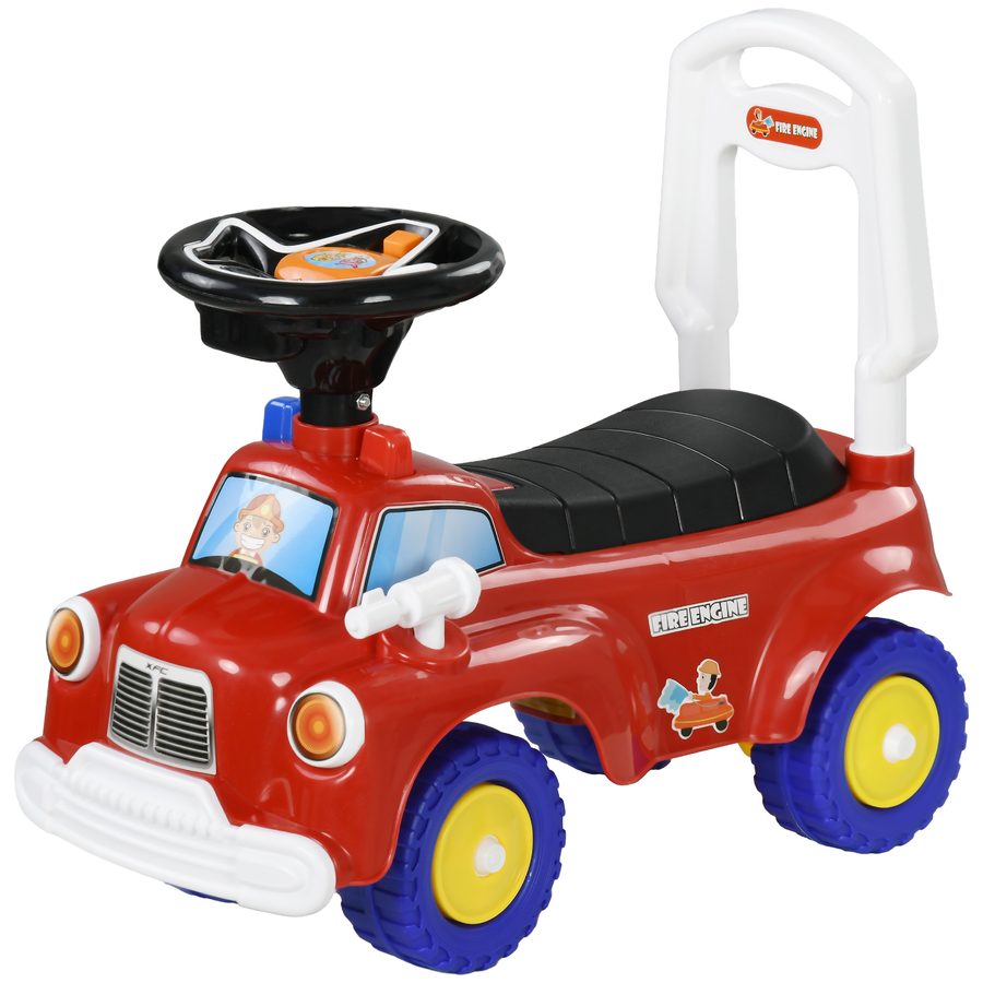 AIYAPLAY Lauflernwagen Feuerwehrtruck für Kinder Schiebefahrzeug 18-36 Monate Stauraum Lichter Musik rot   Aosom von AIYAPLAY
