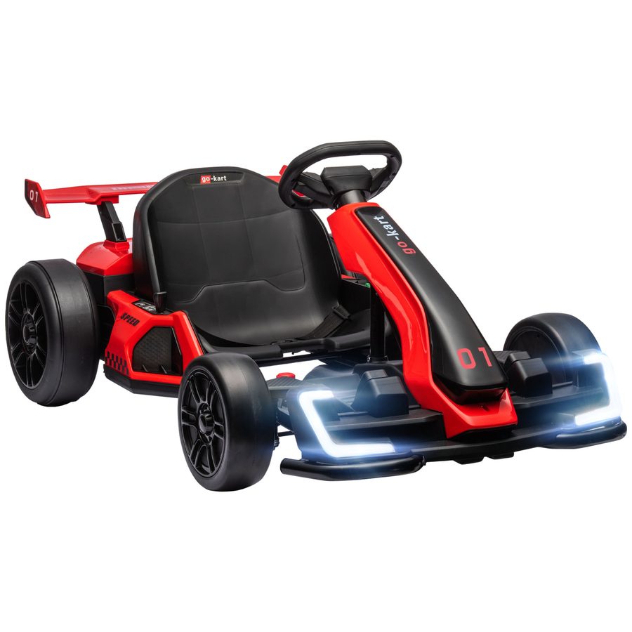 HOMCOM Kinder Elektro Gokart 24 V 6-12km/h Drift Kart mit Driftmodus, Langsamem Start, 3-Fach verstellbarem Sitz Go Kart mit Anzeige Musik, Sicherheitsgurt Kinderfahrzeug für 6-12 Jahre Kinder Rot   Aosom von HOMCOM