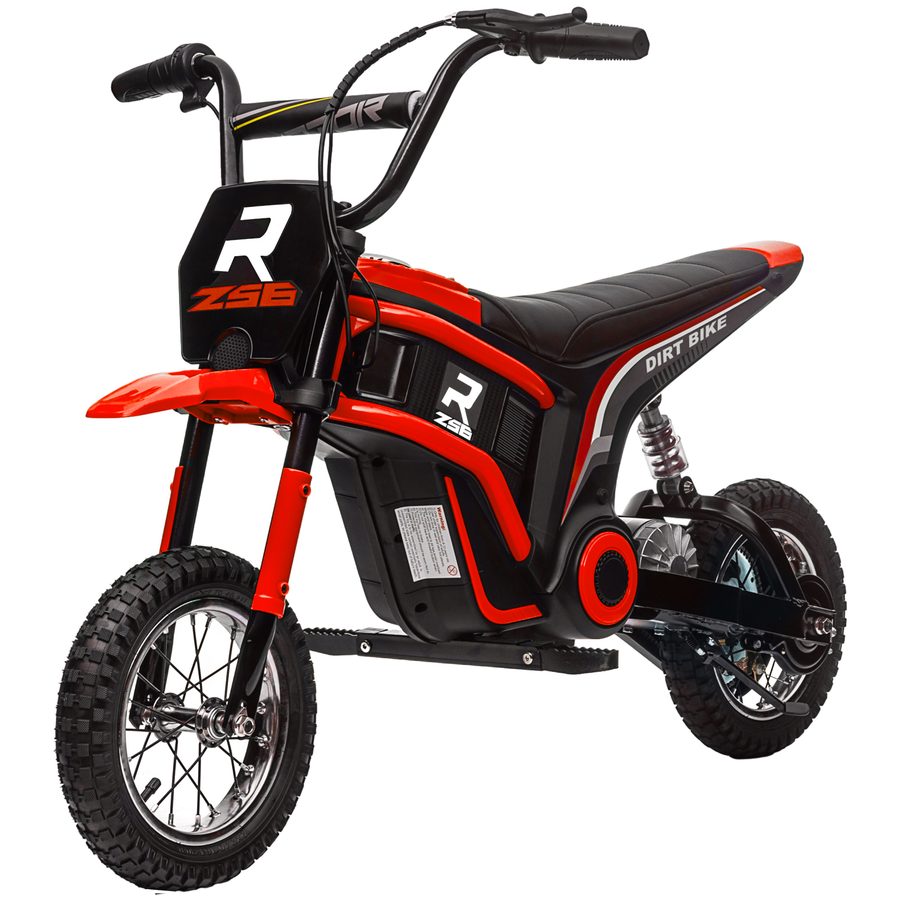 HOMCOM Elektro Motorrad Kinder Elektromotorrad mit 24V 350W Motor, 8-16 KMH Geschwindigkeitsmodus, 12 Zoll Luftreifen, Elektromotorrad mit Musik Scheinwerfer, Moto Cross für Kinder 8–12 Jahre Rot   Aosom von HOMCOM