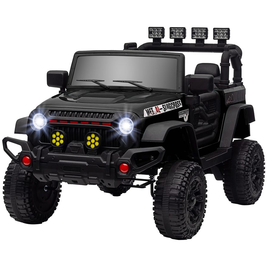 AIYAPLAY Elektroauto Kinder UTV mit 2,4G Fernbedienung und 2 Motoren 12 V, Kinderbuggy Elektroauto, 3 Geschwindigkeiten, Musik, Hupe, LED-Lichter, sanfter Start und stoßdämpfende Räder, 3-5 Jahre, Schwarz   Aosom von AIYAPLAY