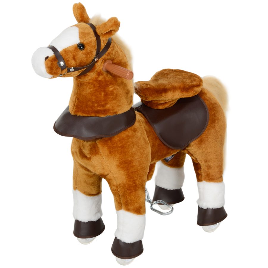 AIYAPLAY Kinderreitpferd, Rollenpferd mit erhöhtem Sattel, Soundeffekt, für Kinder von 3-5 Jahren, max. Belastung 60 kg, braun   Aosom von AIYAPLAY