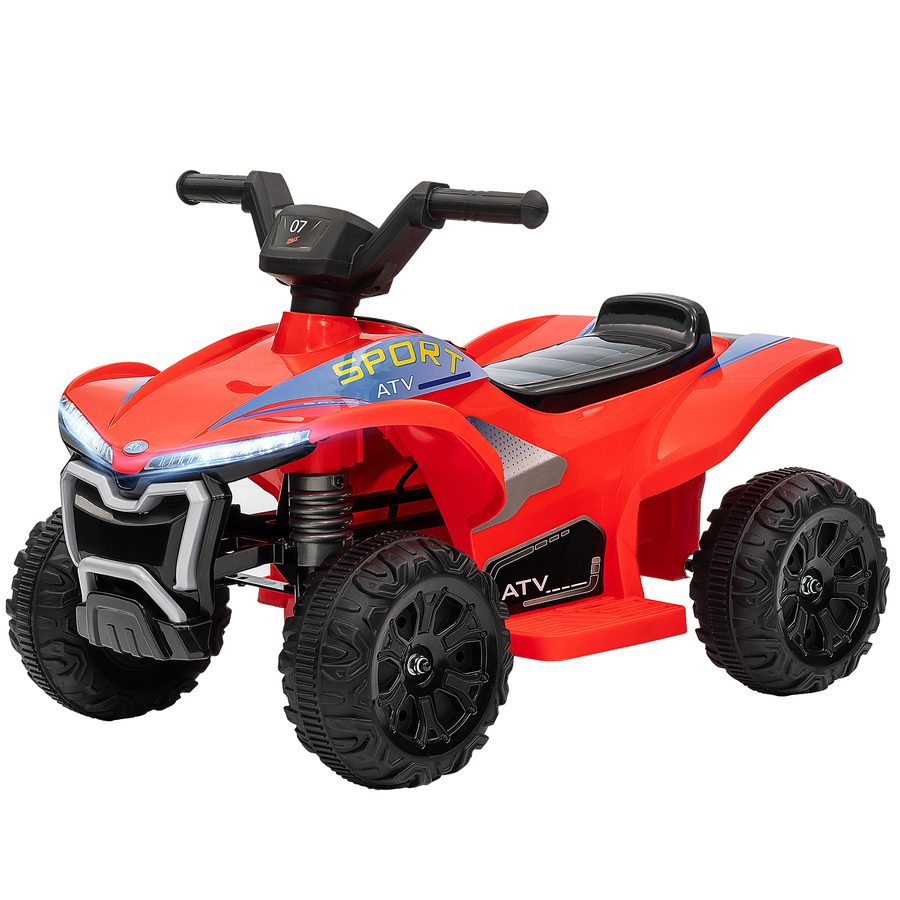 AIYAPLAY Elektro-Quad für Kinder 6V, elektrisches Kinderfahrzeug, 2,5 km/h Geschwindigkeit, mit Scheinwerfern, Vorwärts- und Rückwärtsgang, Musikfunktion, für Kinder 18-36 Monate, rot   Aosom von AIYAPLAY