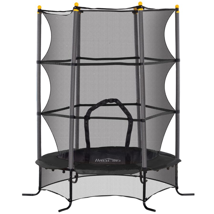 HOMCOM Kindertrampolin Ø163 cm, Trampolin mit Sicherheitsnetz, Randabdeckung, Gartentrampolin für Kinder 3-10 Jahre, bis 50 kg belastbar, Schwarz   Aosom von HOMCOM