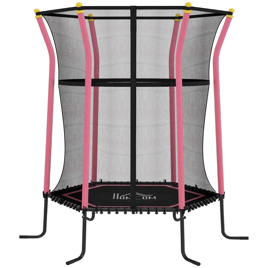 HOMCOM Kindertrampolin Ø163,5 cm, Trampolin mit Sicherheitsnetz, Randabdeckung, Gartentrampolin für Kinder 3-10 Jahre, bis 50 kg belastbar, Rosa   Aosom von HOMCOM