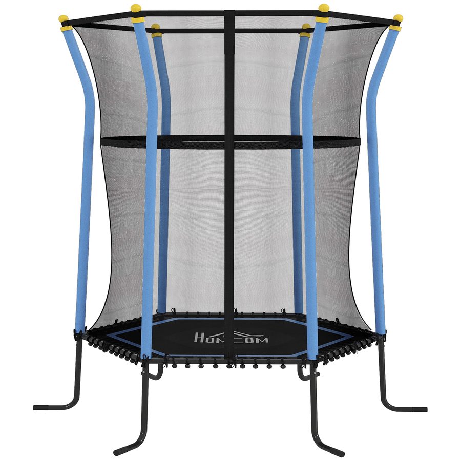 HOMCOM Kinder Trampolin Ø163,5 cm, Indoor Trampolin mit Sicherheitsnetz Randabdeckung Gummiseil, Kindertrampolin bis 50 kg, für Kinder 3-10 Jahre Blau   Aosom von HOMCOM