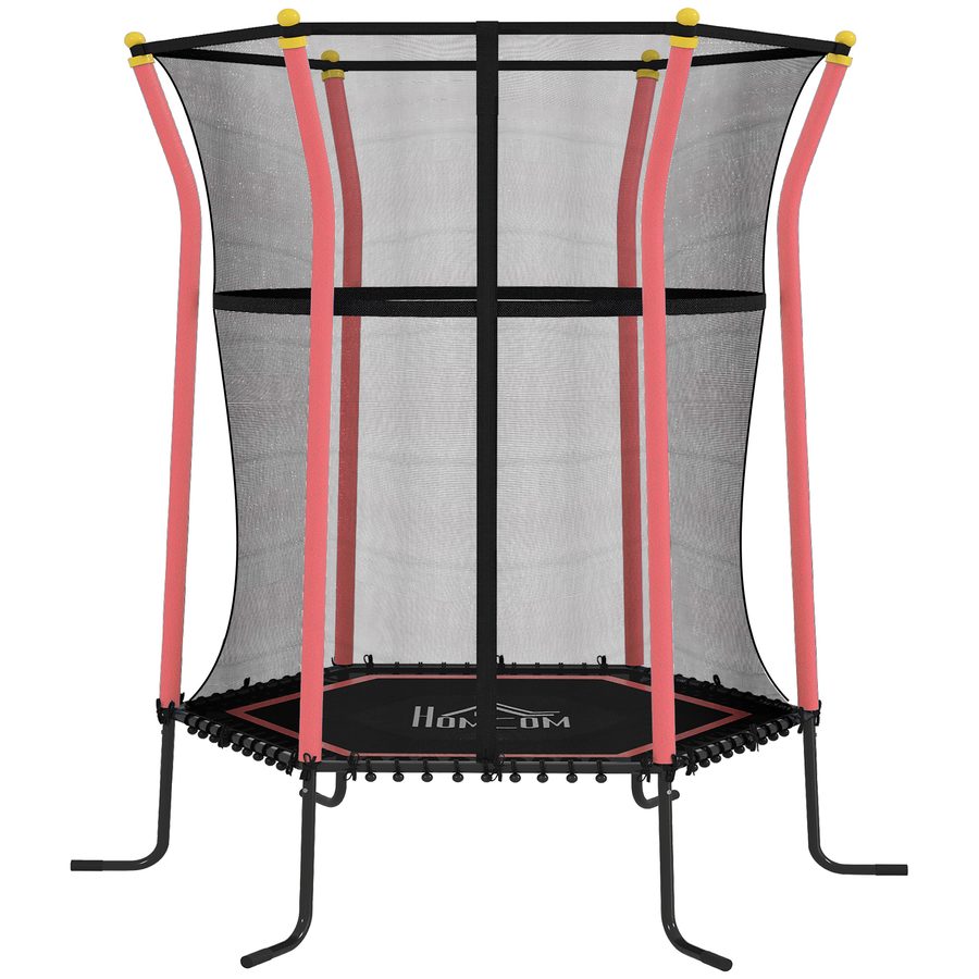 HOMCOM Kinder Trampolin Ø163,5 cm, Indoor Trampolin mit Sicherheitsnetz Randabdeckung Gummiseil, Kindertrampolin bis 50 kg, für Kinder 3-10 Jahre Rot   Aosom von HOMCOM