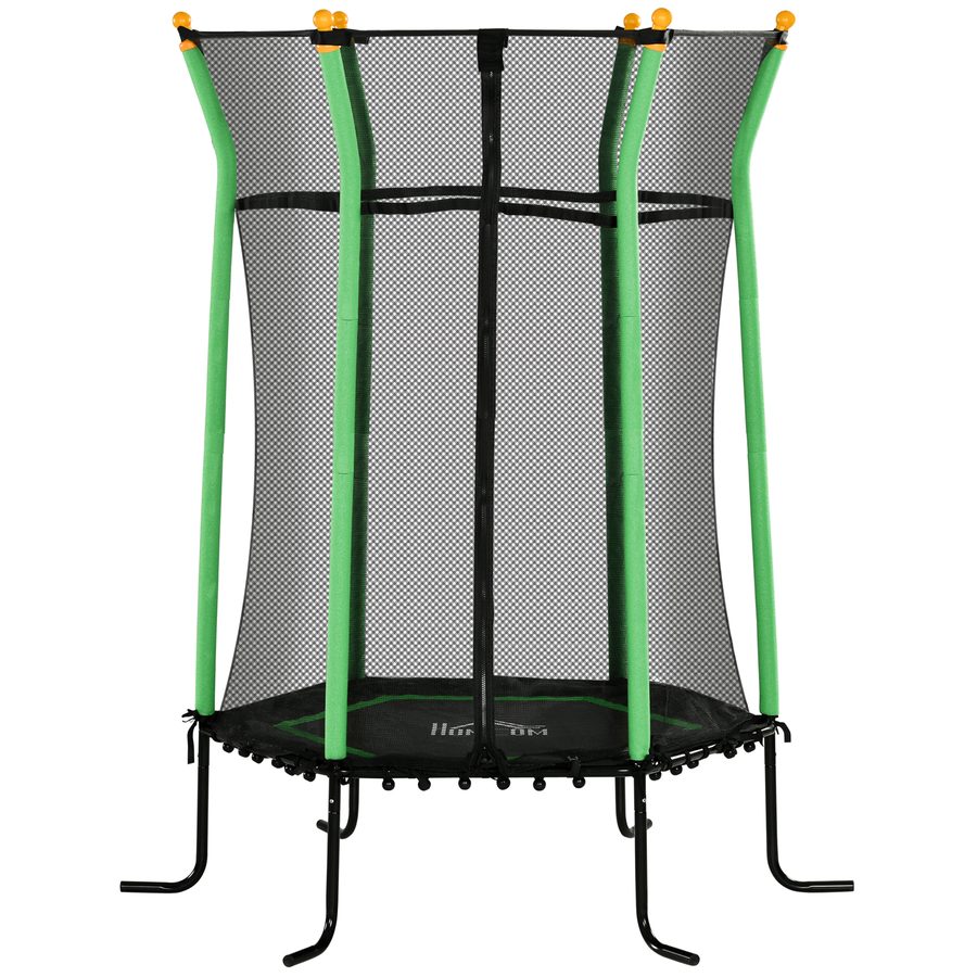 HOMCOM Kinder Trampolin Ø163,5 cm, Indoor Trampolin mit Sicherheitsnetz Randabdeckung Gummiseil, Kindertrampolin bis 50 kg, für Kinder 3-10 Jahre Grün   Aosom von HOMCOM