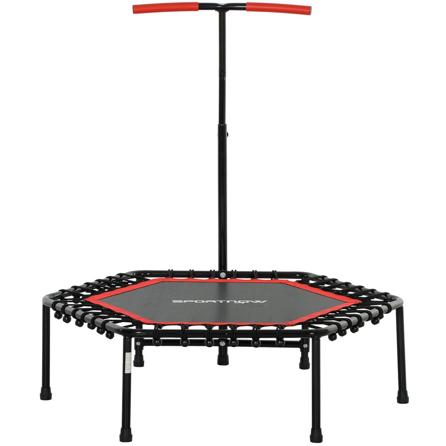 SPORTNOW Fitness-Trampolin 114 cm mit elastischen Seilen, verstellbarer Griff in 3 Positionen, stabiles und leises Übungstrampolin bis 100 kg Belastung für Indoor-Training, Rot   Aosom von SPORTNOW