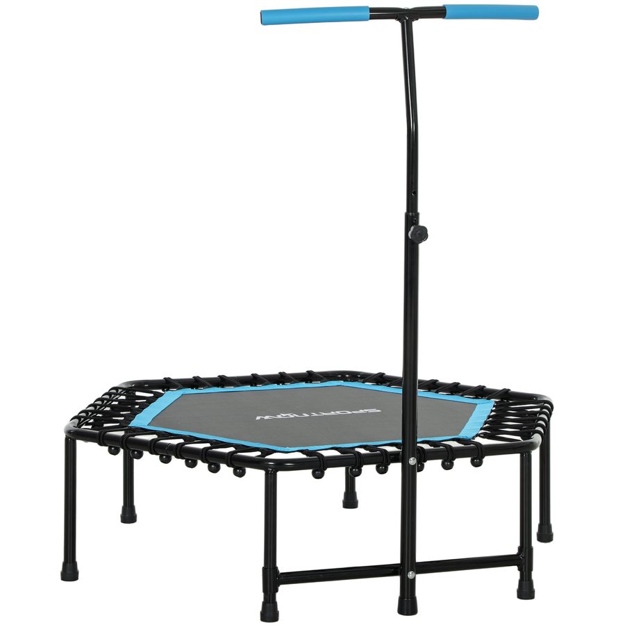 SPORTNOW Fitness-Trampolin 114 cm mit elastischen Seilen, verstellbare Griff auf 3 Positionen, belastbar bis 100 kg stabil und leise für Indoor-Training, blau   Aosom von SPORTNOW