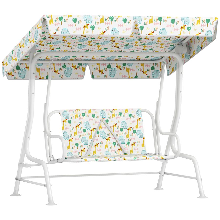 AIYAPLAY Kinder Hollywoodschaukel 2-Sitzer Kinderschaukel mit verstellbarem Sonnendach, Sicherheitsgurt Gartenschaukel für 3-6 Jahre Kinder Weiß 110 x 74 x 113 cm   Aosom von AIYAPLAY