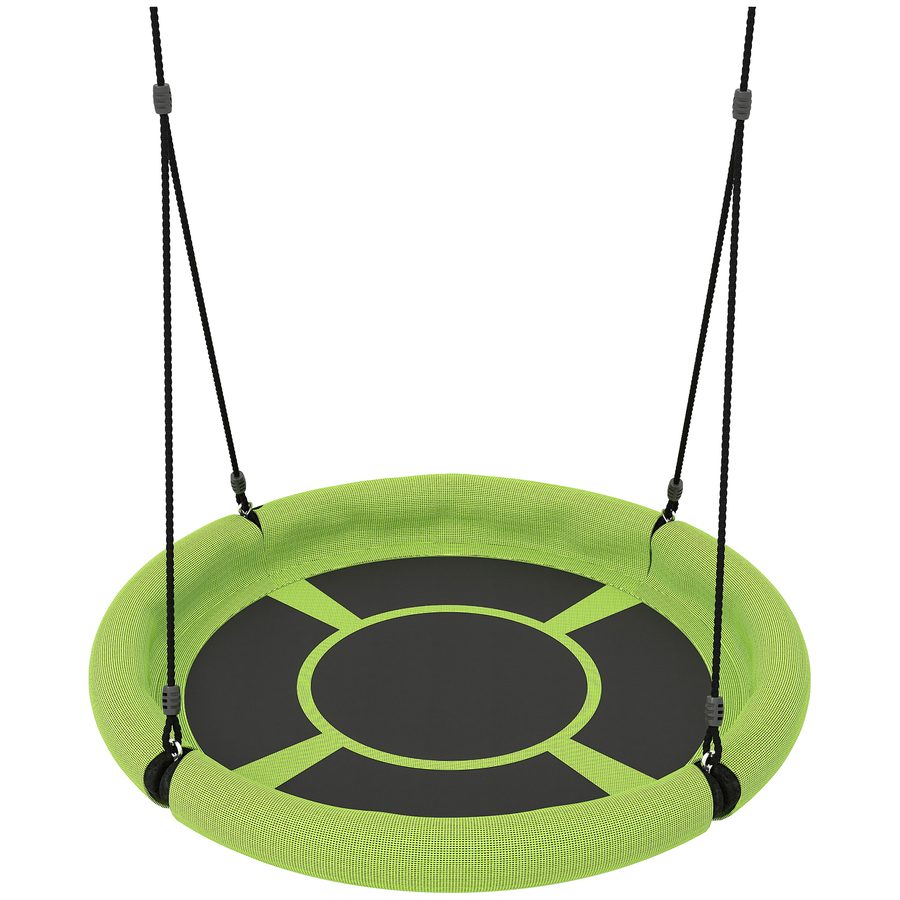 AIYAPLAY Nestschaukel Ø98 cm Verstellbar Kinderschaukel bis 100 kg, Tellerschaukel Gartenschaukel für 3-8 Jahre Kinder, Outdoor, Grün   Aosom von AIYAPLAY