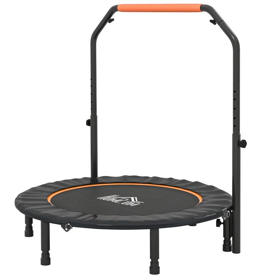 HOMCOM Fitness-Trampolin für Erwachsene Ø114 cm, klappbares Trampolin mit 4-stufig verstellbarem Griff, Stahlrahmen, für Bein- und Ganzkörpertraining zu Hause, Büro, Fitnessstudio, Orange und Schwarz   Aosom von HOMCOM
