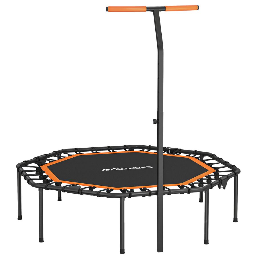SPORTNOW Fitness Trampolin klappbar Ø128 cm Mini Trampoline mit 5-Stufig Höhenverstellbarem Haltegriff, leise Gummiseil, Trampolin für Erwachsene, Trampoline für Indoor Outdoor Jumping   Aosom von SPORTNOW