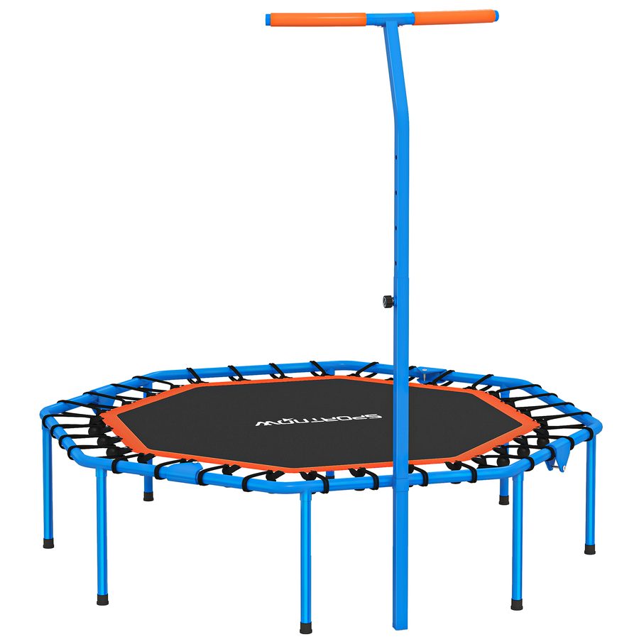 SPORTNOW Fitness Trampolin klappbar Ø128 cm Mini Trampoline mit 5-Stufig Höhenverstellbarem Haltegriff, leise Gummiseil, Trampolin für Erwachsene, Trampoline für Indoor Outdoor Jumping   Aosom von SPORTNOW