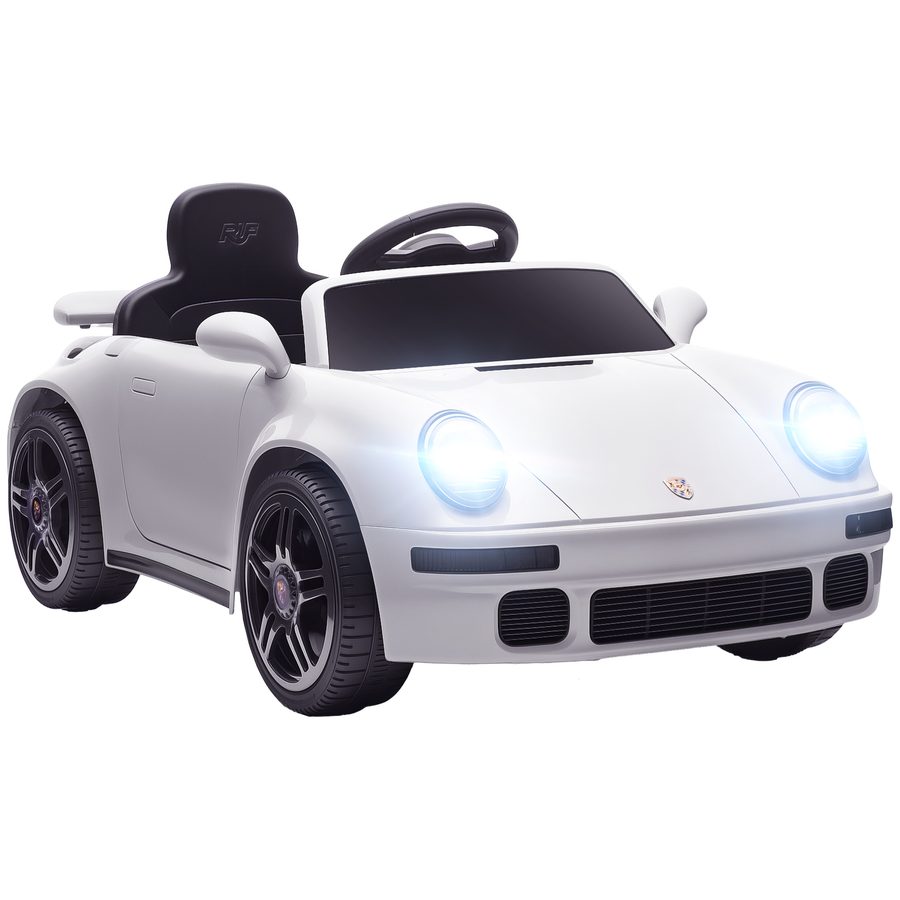 AIYAPLAY Kinder Elektroauto mit RUF CTR 2017 Lizenz, 12V Elektrofahrzeug, 2,4G Fernbedienung, Scheinwerfer, Musik, Hupe, sanfter Start und niedrige Batterieanzeige, für 3 bis 6 Jahre, Weiß   Aosom von AIYAPLAY