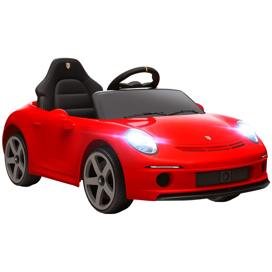 AIYAPLAY Elektroauto für Kinder mit offizieller RUF GT Lizenz, Elektrisches Auto für Kinder 3-5 Jahre mit Fernbedienung, Sanftem Start, Sicherheitsgurt, Lichtern, Musik und USB, Rot   Aosom von AIYAPLAY