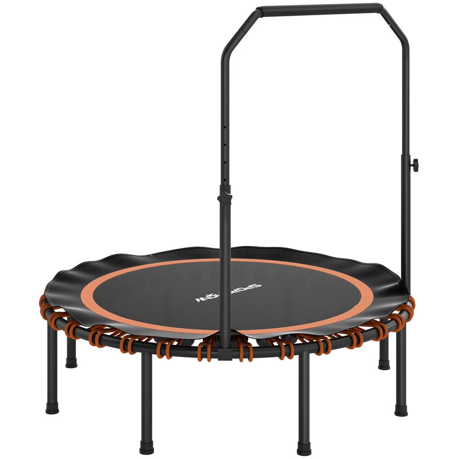 SPORTNOW Fitness Trampolin klappbar Ø122 cm Mini Trampoline mit 5 verstellbaren Handgriffstufen, leise Gummiseil, Trampolin für Erwachsene Trampoline für Indoor Outdoor Jumping   Aosom