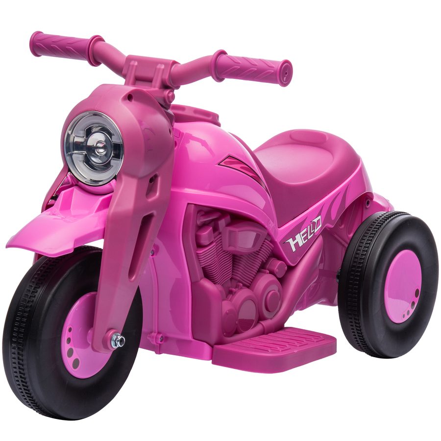 AIYAPLAY Elektrisches Kinder-Motorrad, 3 Räder, 6 V, 3 km/h, Elektroauto für Kinder mit Blasenfunktion, Licht- und Soundeffekten, Kinder-Motorrad von 2-5 Jahren, max. Belastung 30 kg, rosa   Aosom von AIYAPLAY