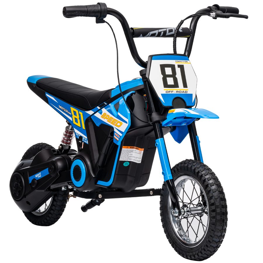 AIYAPLAY Kinder-Elektromotorrad 24V – 250W Motor, 6–16 km/h, Ø30,5 cm Reifen, Hinterradfederung, für 8–12 Jahre, Blau   Aosom von AIYAPLAY