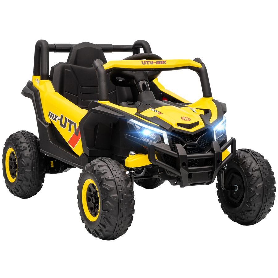 AIYAPLAY Kinder-Elektroauto UTV 12 V, Kinder-Elektro-Buggy mit 2,4G Fernbedienung, sanftem Start, Federungssystem, Lichter, Musik, USB-Anschluss, für Jungen und Mädchen 3-5 Jahre, Gelb   Aosom von AIYAPLAY