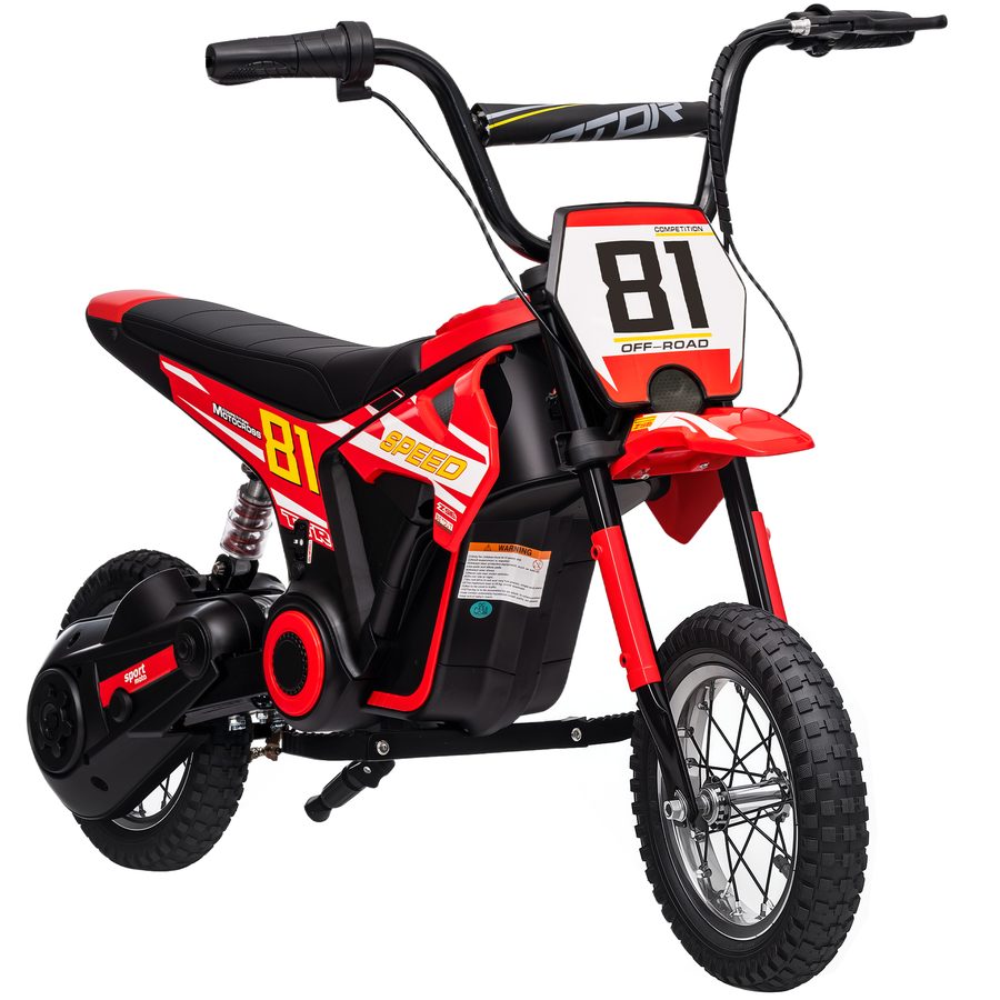 AIYAPLAY Kinder-Elektromotorrad 24V, Kinder-Elektromotorrad mit 250W Motor, Geschwindigkeit 6-16 km/h, Räder Ø30,48 cm und Hinterradfederung, für Kinder 8-12 Jahre, Rot   Aosom von AIYAPLAY