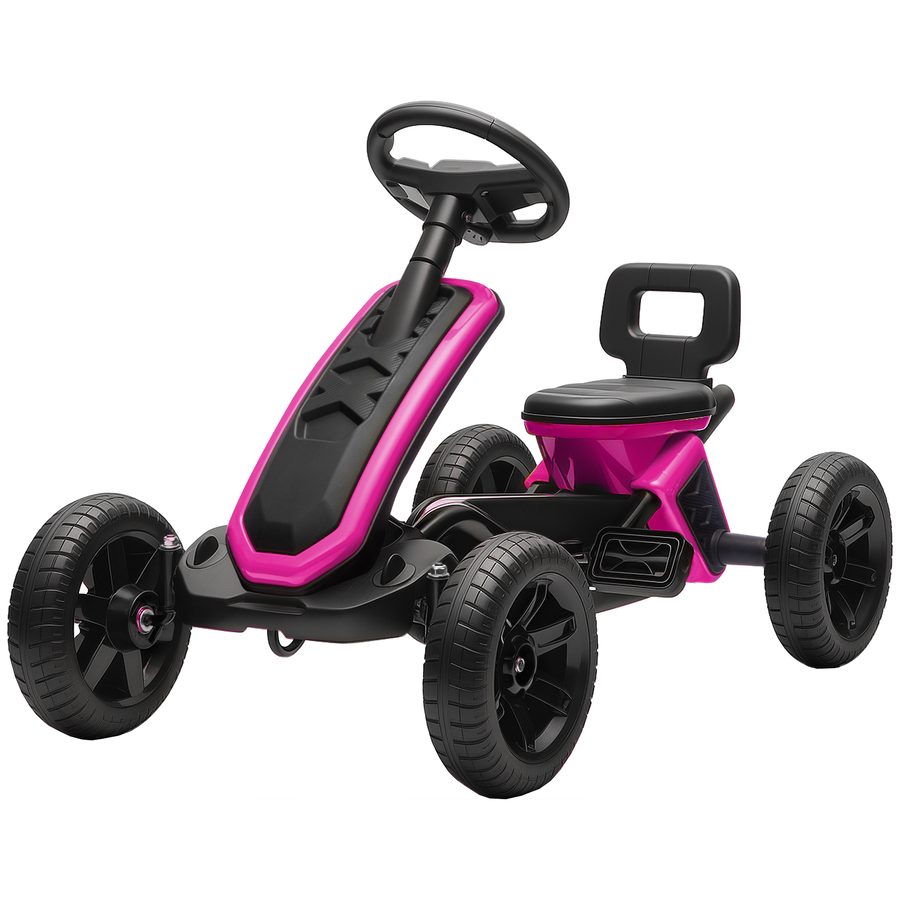 AIYAPLAY Kart Pedales, Go Kart mit rutschfesten EVA-Rädern, Metallrahmen, Traglast 30 kg, für Kinder von 2-5 Jahren, Rosa   Aosom von AIYAPLAY