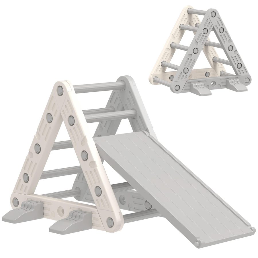 AIYAPLAY Kletterdreieck 3 in 1 mit Rutsche und Rampe Climber, Kletterspielzeug für Kinder von 18-48 Monaten, aus Kunststoff, für Innen und Außen, Grau und Weiß   Aosom von AIYAPLAY