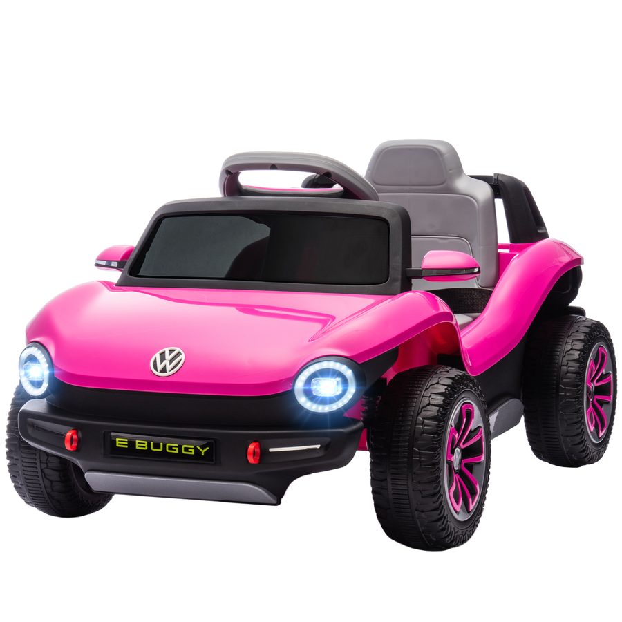 AIYAPLAY Kinder Elektroauto ab 3 Jahren, Volkswagen E-Buggy, 12V Batterieauto, mit Fernbedienung 2,4 G, Federungsräder, LED-Scheinwerfer, Musik, USB, Doppelmotor, Rosa   Aosom von AIYAPLAY