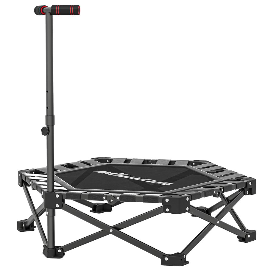 SPORTNOW Fitness Trampolin klappbar Ø104 cm Mini Trampoline mit Schnellfaltmechanismus 3 Fach Höhenverstellbar Haltegriff Tragtasche leise Trampolin 120kg Belast Trampoline für Indoor Outdoor Jumping   Aosom von SPORTNOW