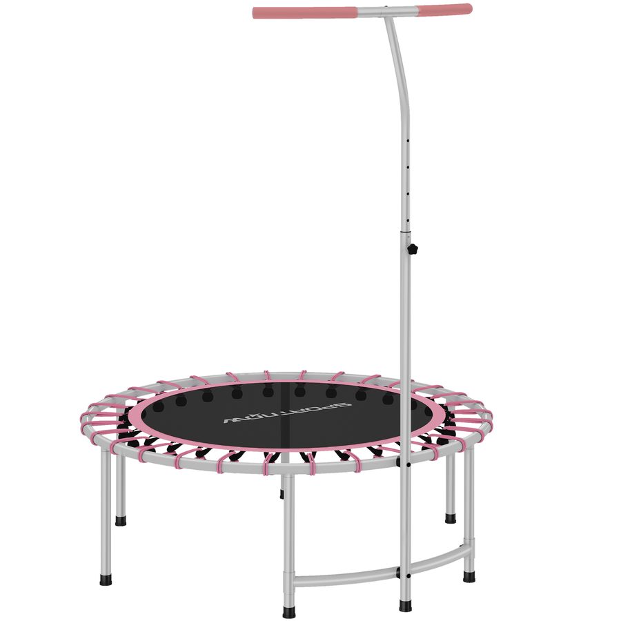 SPORTNOW Trampolin für Erwachsene Ø102 cm, Mini Fitness Trampolin mit verstellbarem Griff in 5 Stufen, Stahlrahmen, für Bein- und Körpertraining zu Hause, Büro, Fitnessstudio, Rosa   Aosom von SPORTNOW