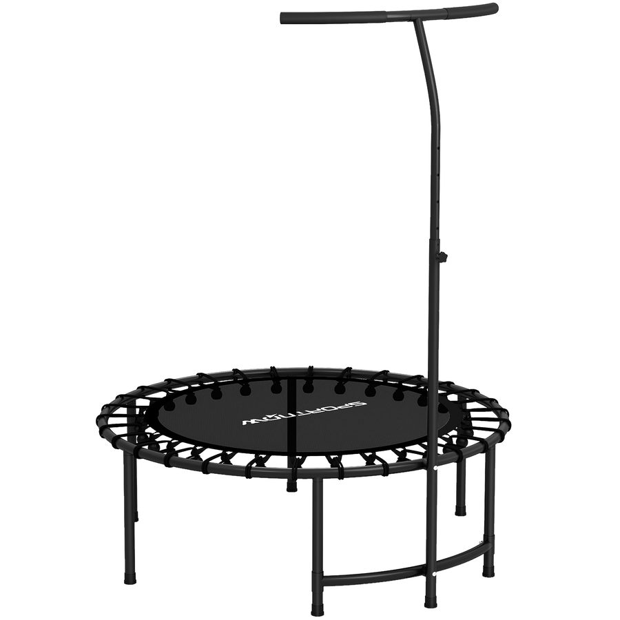 SPORTNOW Fitness Trampolin klappbar Ø102 cm Mini Trampoline mit Höhenverstellbarem Haltegriff leise Gummiseilfederung Trampolin 100kg Belastbar für Erwachsene Trampoline für Indoor Outdoor Jumping   Aosom von SPORTNOW