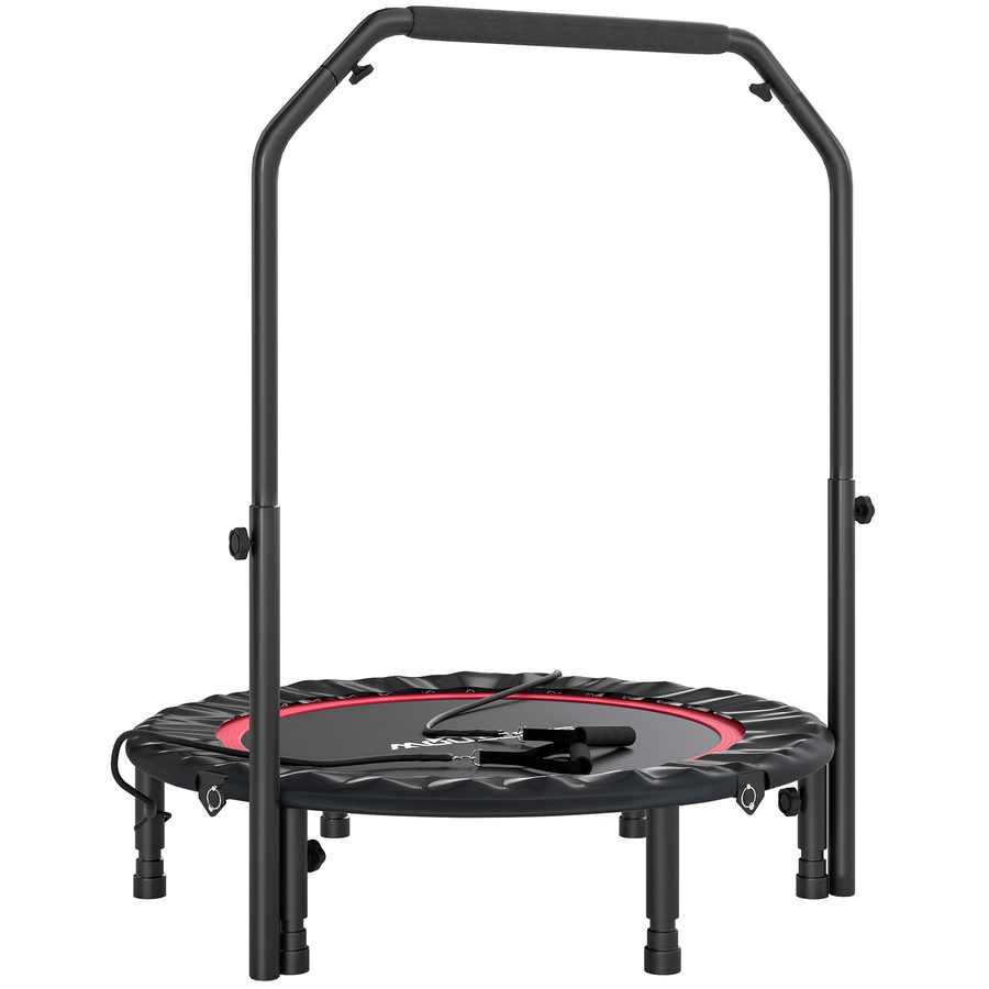 SPORTNOW Fitness-Trampolin Erwachsene Ø102 cm, Faltbare Fitness-Trampolin mit Verstellbarem Griff in 4 Stufen und Bändern, für Bein und Körpertraining Zuhause Büro Fitnessstudio Draußen, 150 kg Traglast Rot   Aosom von SPORTNOW