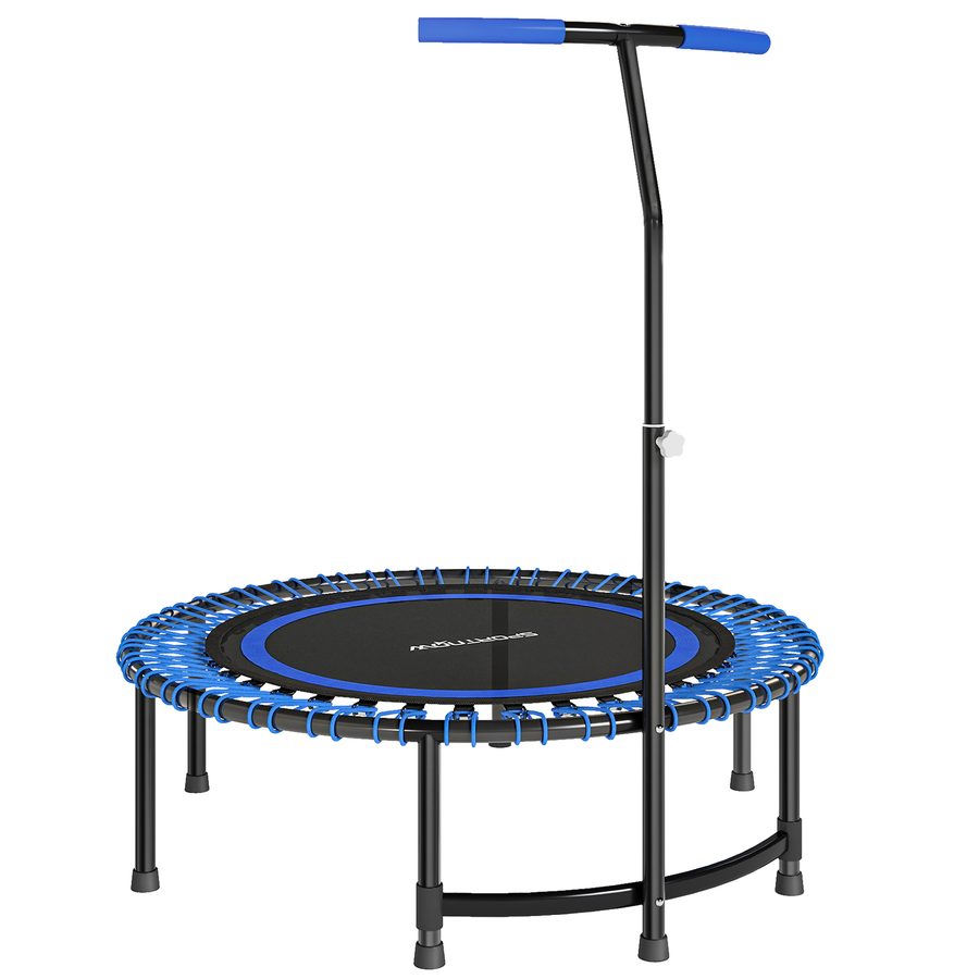 SPORTNOW Fitness-Trampolin Ø114 cm mit verstellbarem T-Griff an 5 Positionen, 36 Bungee-Seile, elastische Matte für Erwachsene für das Training zu Hause, Kapazität 150 kg, Blau   Aosom von SPORTNOW