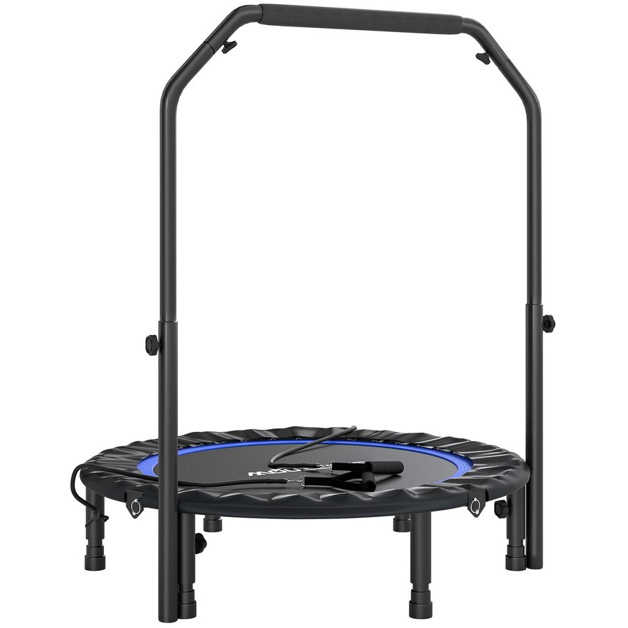 SPORTNOW Fitness-Trampolin für Erwachsene Ø102 cm, klappbare Trampolin Cama Elástica mit verstellbarem Griff in 4 Höhen und Bänder, für Bein- und Körpertraining zu Hause, im Büro, im Fitnessstudio und im Freien, Tragkraft 150 kg Blau   Aosom von SPORTNOW